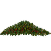 Nearly Natural 6-ft Artificial Christmas Swag with 50 LED Lights, Berries and Pine
