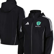adidas Men's Black Seattle Sounders FC Tiro 24 Full-Zip Hoodie Rain Jacket