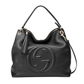 Gucci Black GG Disco Soho Leather Convertible Hobo Shoulder Bag (New)