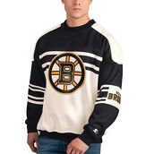 Starter Men's White Boston Bruins Defense Fleece Crewneck Pullover Sweatshirt