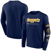 Fanatics Branded Men's Navy Denver Nuggets Baseline Long Sleeve T-Shirt