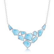 Caribbean Treasures Sterling Silver Large Hexagon Multi-Shaped Larimar Necklace