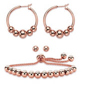 PalmBeach Rose Tone Beaded 4-Pc. Earrings and Bracelet Set