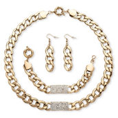 PalmBeach Curb-Link I.D. Jewelry Set in Yellow Goldtone