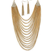 PalmBeach 2 Piece Multi-Chain Jewelry Necklace and Earrings