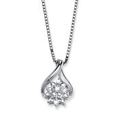 PalmBeach Diamond Accent Cluster Pendant Necklace in Platinum Plated Silver