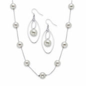 PalmBeach Simulated Pearl 2-Piece Necklace and Earring Set