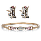 PalmBeach Fiery Crystal Bracelet & Earring Set Goldtone