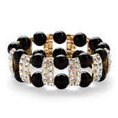 PalmBeach Black Beaded Bracelet with Crystal Accents