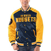 Starter Men's Navy/Gold Denver Nuggets Renegade Satin Full-Snap Varsity Jacket