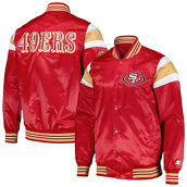 Starter Men's Scarlet San Francisco 49ers Satin Full-Snap Varsity Jacket