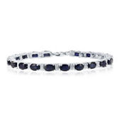 Bellissima Sterling Silver 6x4mm Oval Gem Bracelet, 14.29cttw Diffusion Sapphire