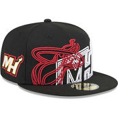 New Era Men's Black Miami Heat Game Day Hollow Logo Mashup 59FIFTY Fitted Hat