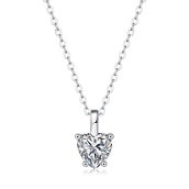 Sterling Silver with 1ct Lab Created Moissanite Heart Solitaire Pendant Necklace