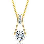 1.50ctw Lab Created Moissanite Trapeze French Pave Anniversary Pendant Necklace