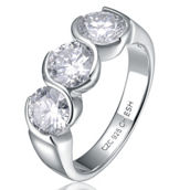 1ctw Lab Created Moissanite 3-Stone Past, Present & Future Engagement Promise Ring