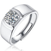 1ct Round Lab Created Moissanite Flush Set Solitaire Engagement Adjustable Ring