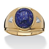 PalmBeach Men's Blue Lapis Gold-Plated Sterling Silver Ring