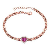 Ruby Heart & Cubic Zirconia Adjustable Tennis Bracelet