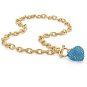 PalmBeach Crystal Heart Charm Sim. Birthstone Toggle Necklace in Yellow Goldtone