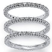 PalmBeach Diamond Platinum-plated Sterling Silver Ring Set