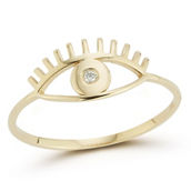 Luminosa Gold 14K Gold and Diamond Open Work Evil Eye Ring
