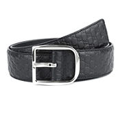 Gucci Mens Micro GG Black Calf Leather Silver Buckle Belt Size 95/38 (New)