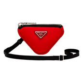 Prada Tessuto Red Nylon Cargo Mini Triangle Pouch on Lanyard Neck Bag (New)