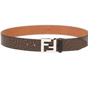 Fendi x Sarah Coleman Mens FF Vertigo Brown Leather Belt 110/44 (New)