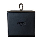 Fendi Roma Mini Box Black Leather Key Ring Charm (New)