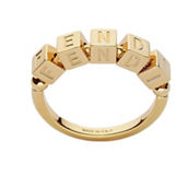 Fendi Fendigraphy Letters Gold Metal Ring Size Small (New)