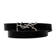 Saint Laurent Monogram Black Leather Bracelet (New)