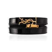 Saint Laurent Opyum Black Patent Leather Double Wrap Bracelet (New)