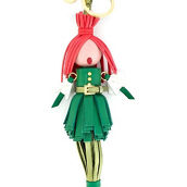 Prada Trick Pelle Alice Doll Red Green Leather Key Chain (New)