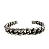 Saint Laurent Silver Gunmetal Chain Link Cuff Bracelet (New)