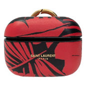 Saint Laurent Abstract Print Black and Red Leather Airpods Pro Case (New)