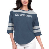 Starter Women's Navy Dallas Cowboys Fullback Tri-Blend 3/4-Sleeve T-Shirt
