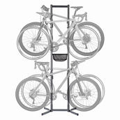 delta 4-Bike Freestanding Bicycle Storage Rack with Basket