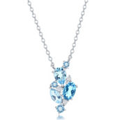 Bellissima Sterling Silver Multi-Shaped Swiss Blue, Blue & White Topaz Necklace