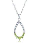 Bellissima Sterling Silver Pear-shaped Gemstone Necklace - Peridot
