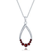 Bellissima Sterling Silver Pear-shaped Gemstone Necklace - Garnet