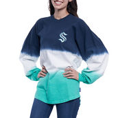Fanatics Branded Women's Navy/Teal Seattle Kraken Ombre Spirit Long Sleeve T-Shirt