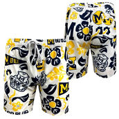 Wes & Willy Youth White Michigan Wolverines Allover Print Vault Tech Swim Trunks