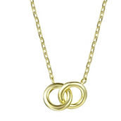 14K Gold Plated Cubic Zirconia Two Rings Necklace