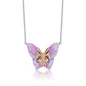 High Quality Sterling Silver Rose Gold Plated Cubic Zirconia Butterfly Necklace