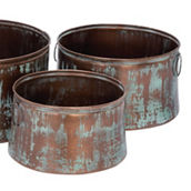 Morgan Hill Home Rustic Copper Metal Planter Set