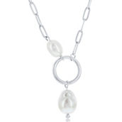 Simona Sterling Silver Freshwater Pearl Paperclip Necklace