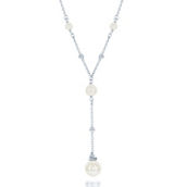 Simona Sterling Silver 6mm Pearls with Moon Beads and Larger 8mm Pearl Necklace