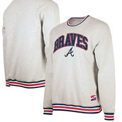 New Era Men's Heather Gray Atlanta Braves Throwback Classic Pullover Sweatshirt