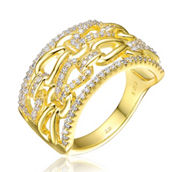 Gold Plated Clear Cubic Zirconia Coctail Ring